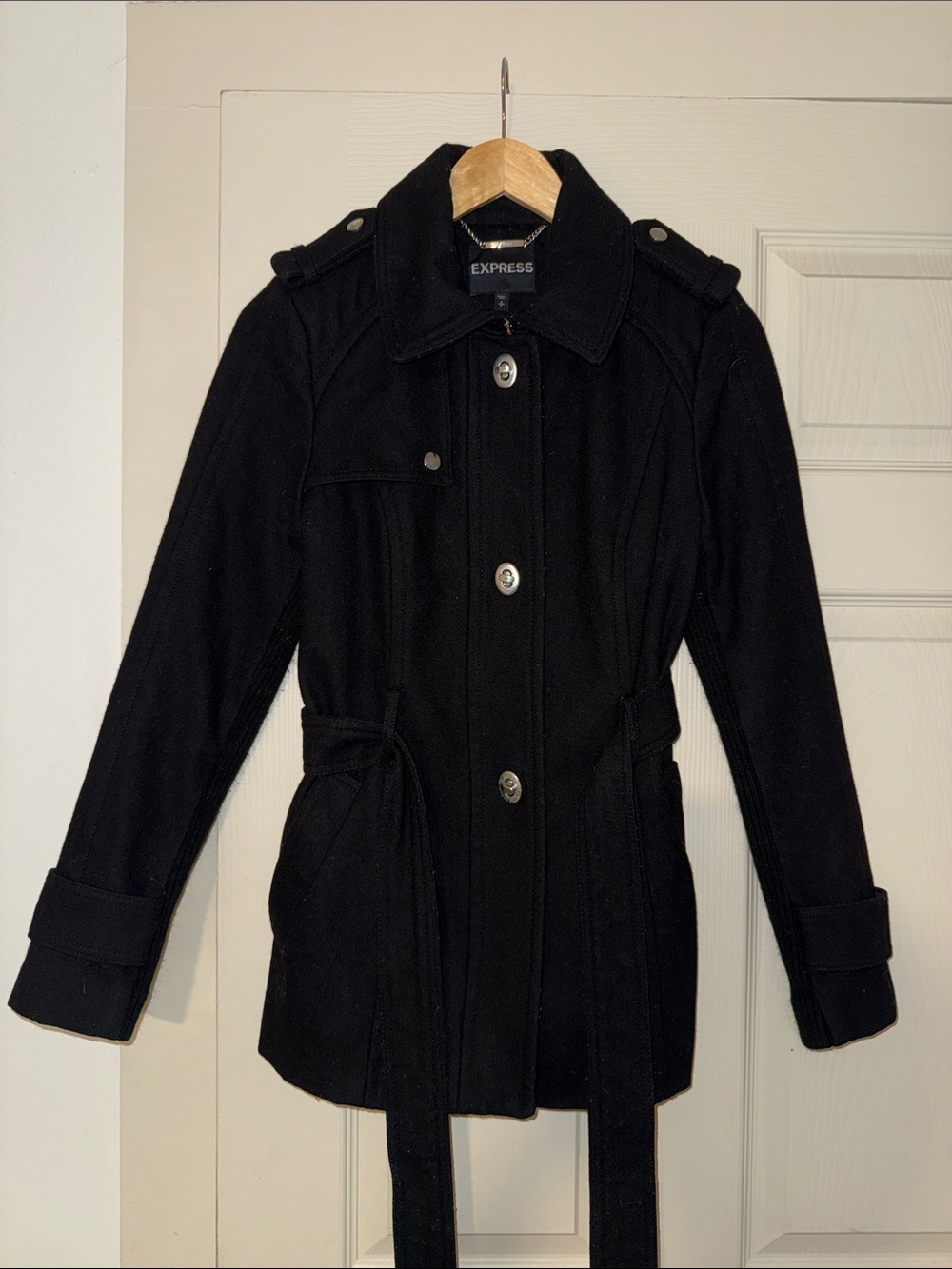 Express Black Belted Trench Coat